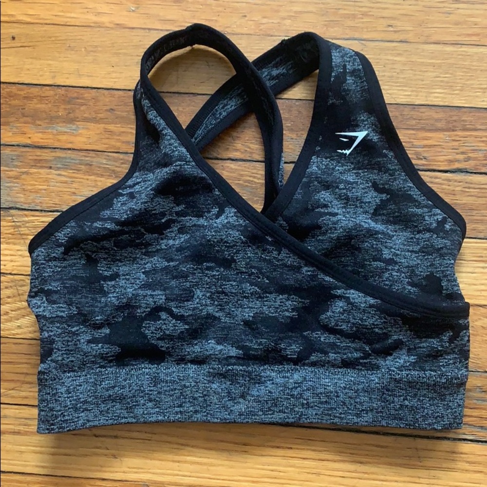 Gym shark camo sports bra L